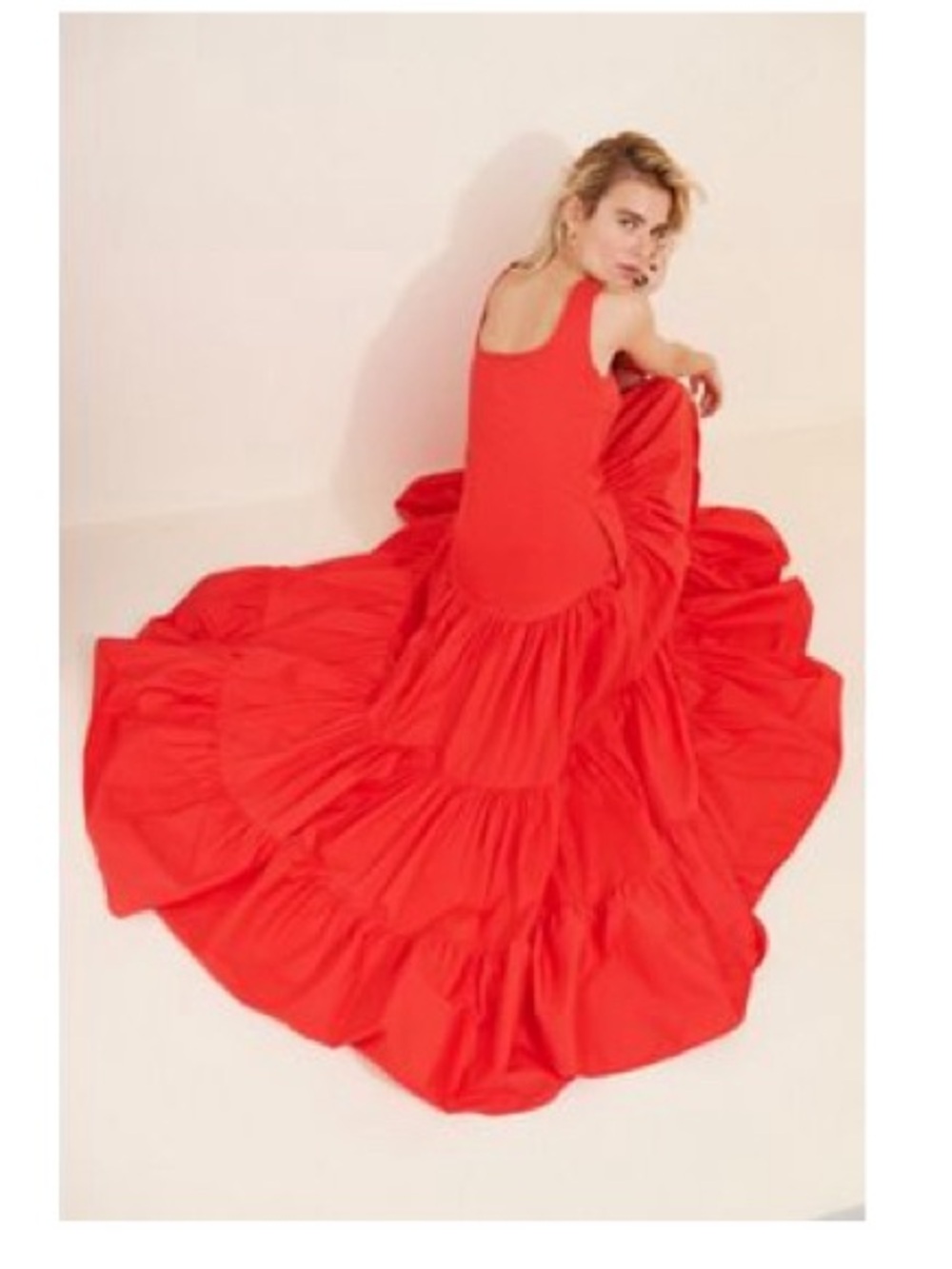 Free People Bold Red Tiered Maxi Dress